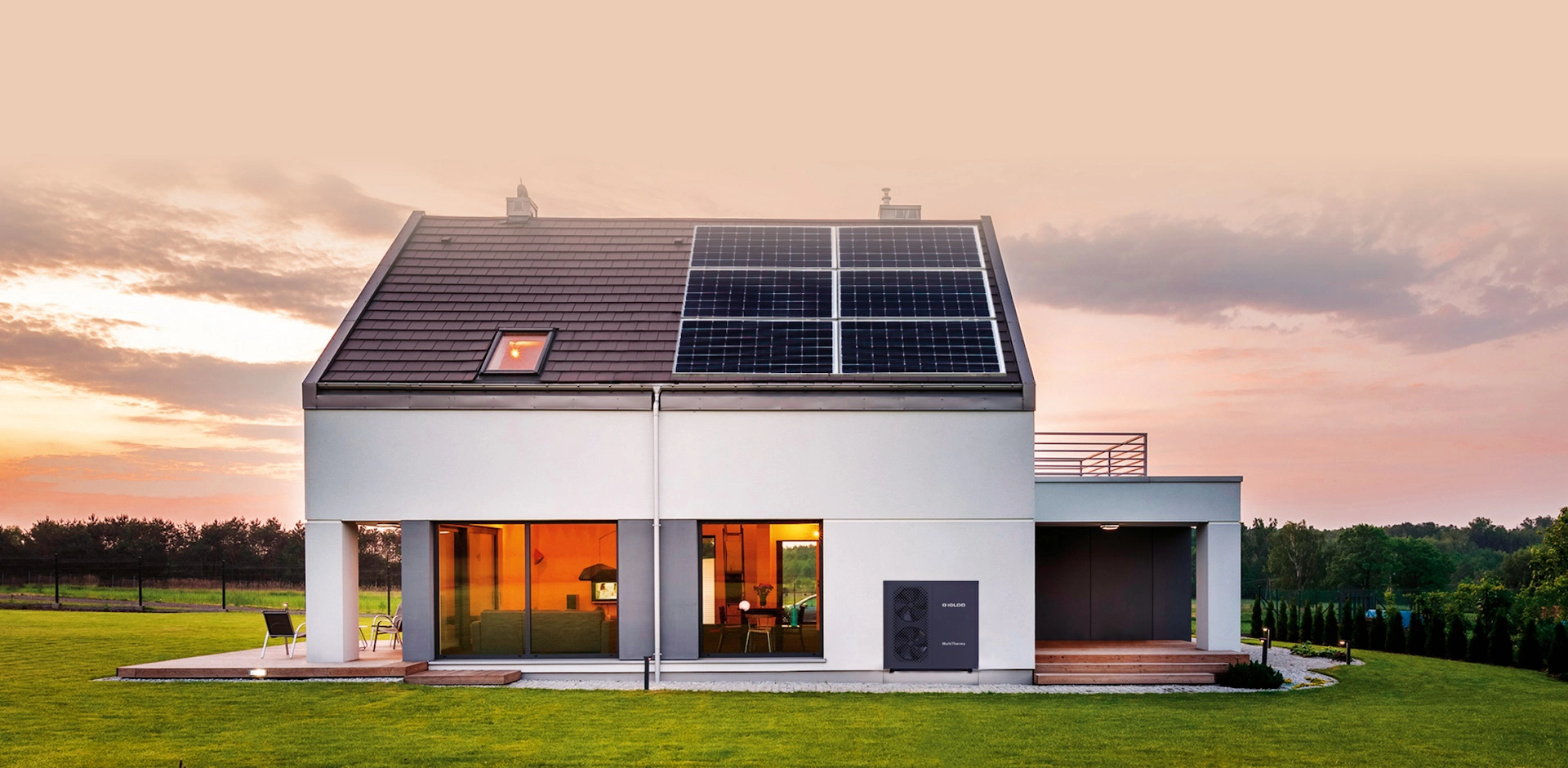 Maison moderne avec pompe à chaleur